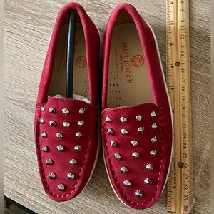 Marc Joseph New York Toddler Leather Studded Loafers Shoes Red Size 11.5